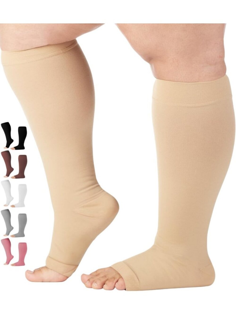 Toeless Compression Socks for Men & Women - 20-30 mmHg Open Toe Support